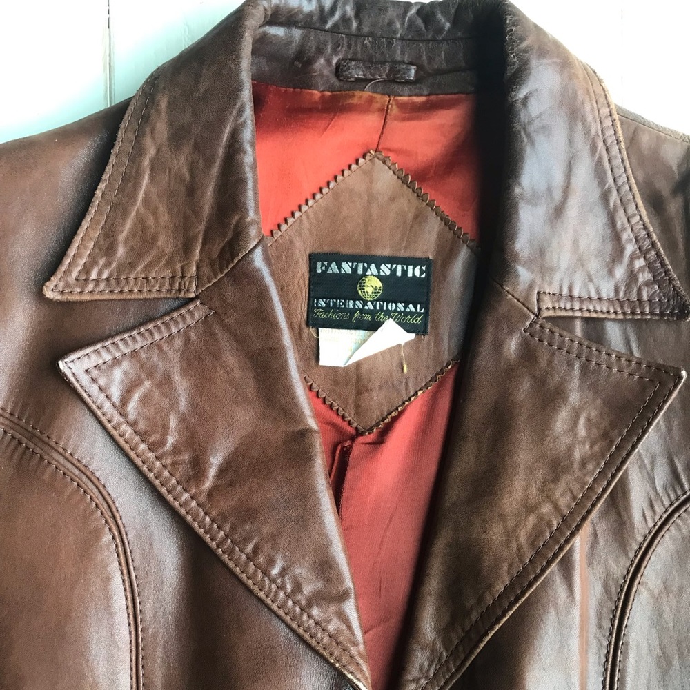 Vintage brown leather jacket with some wear